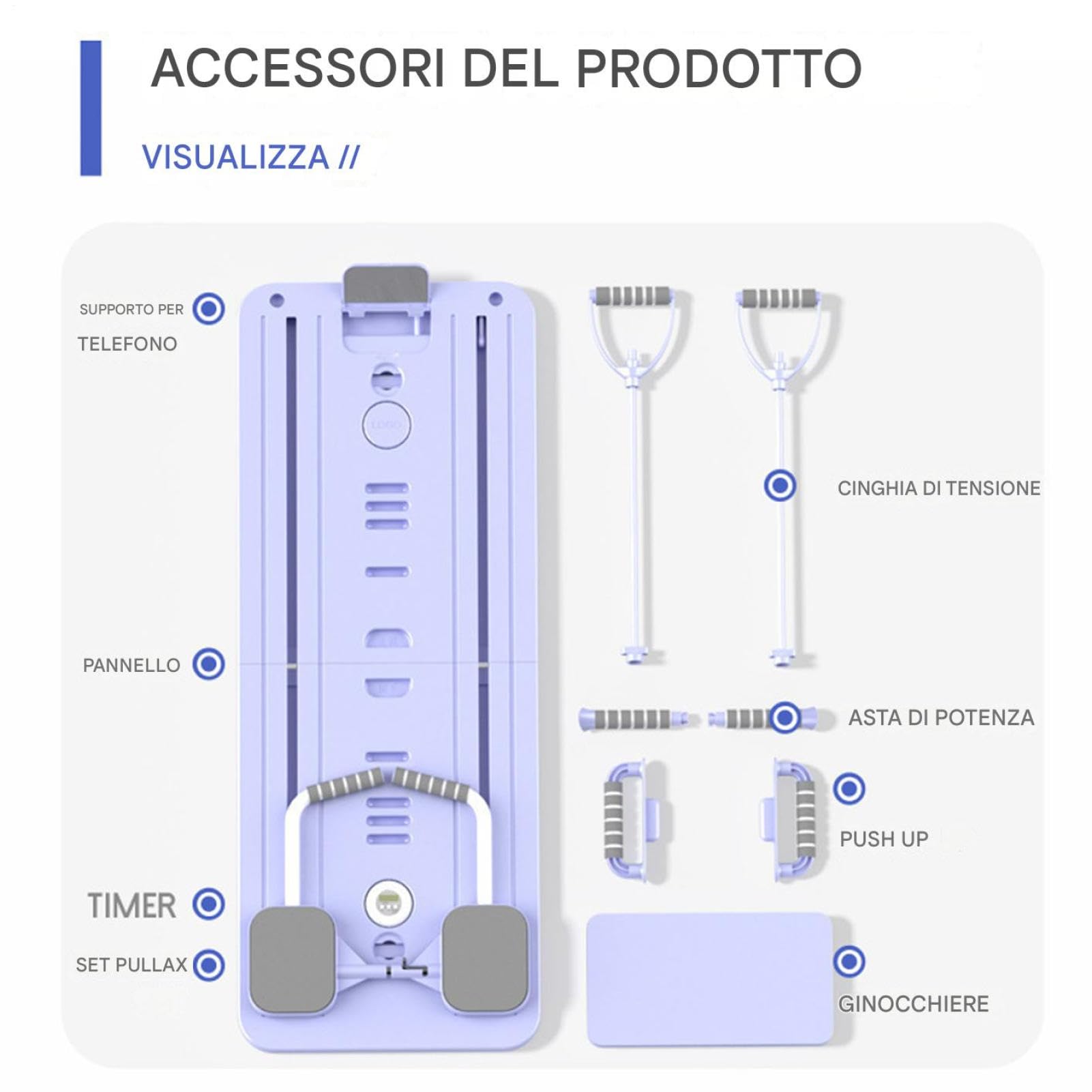 Tavola Pilates Allenatore Multiuso E Core | Set Pilates Reformer Pieghevole Addominale Per Schiena E Addominali, Donne, Principianti, Fitness
