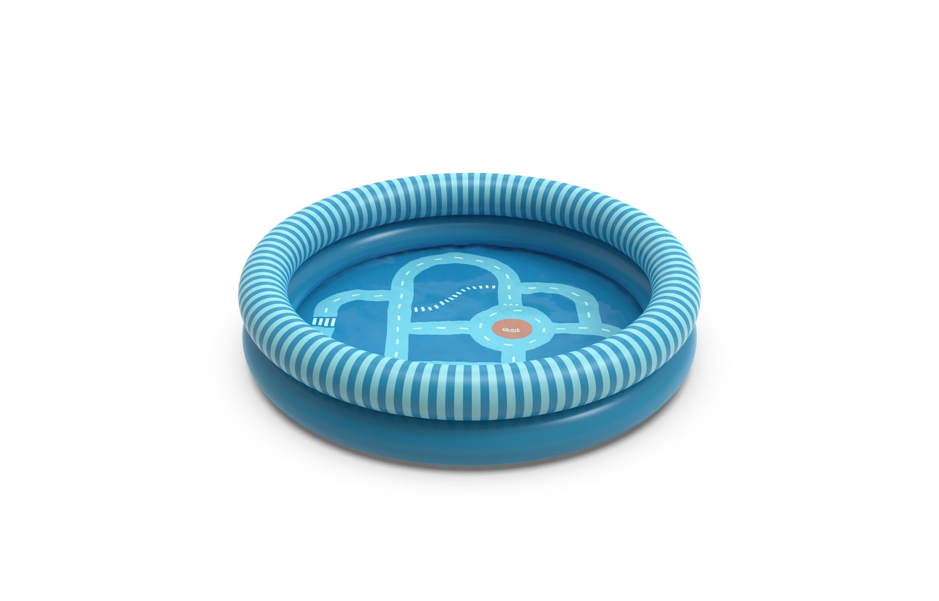 Quut - Dippy - Piscina gonfiabile in PVC Premium (0,30 mm) - Divertente e Design a partire da 2 anni - 120 cm di diametro - Piscina gonfiabile rotonda 2 paraspifferi (strada oceano)