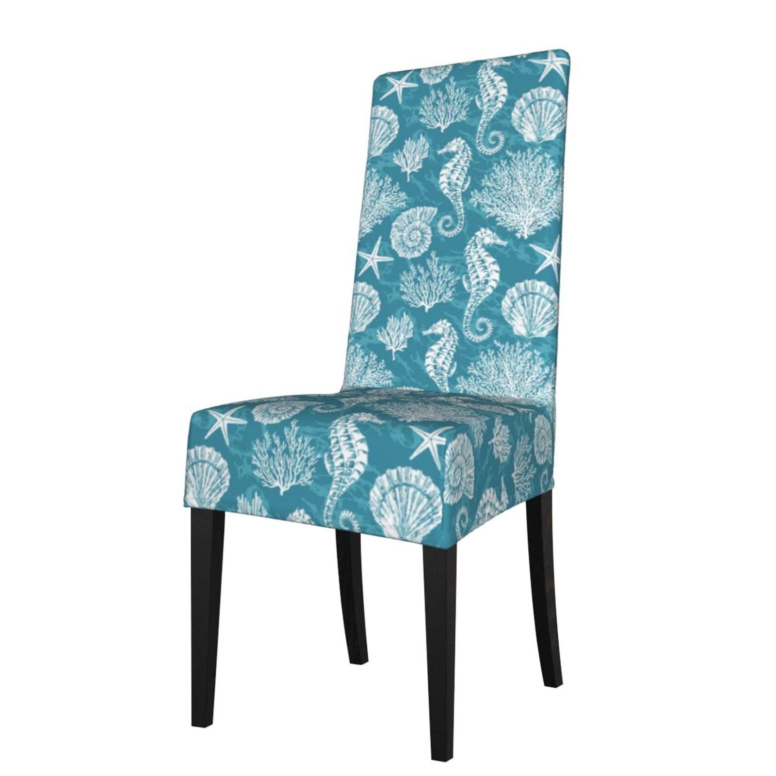 Lkymoh As Picture Sea Shells Seahorse Coral, Chair Covers Stretch Chair Slipcovers For Dining Room, For Party Pet Protection Universal Fit Soft Polyester