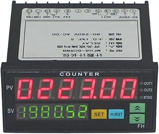 Counter Dual Display Digital Counter, Digital Counter 6 Digits Diode AC/DC Length Meter Black