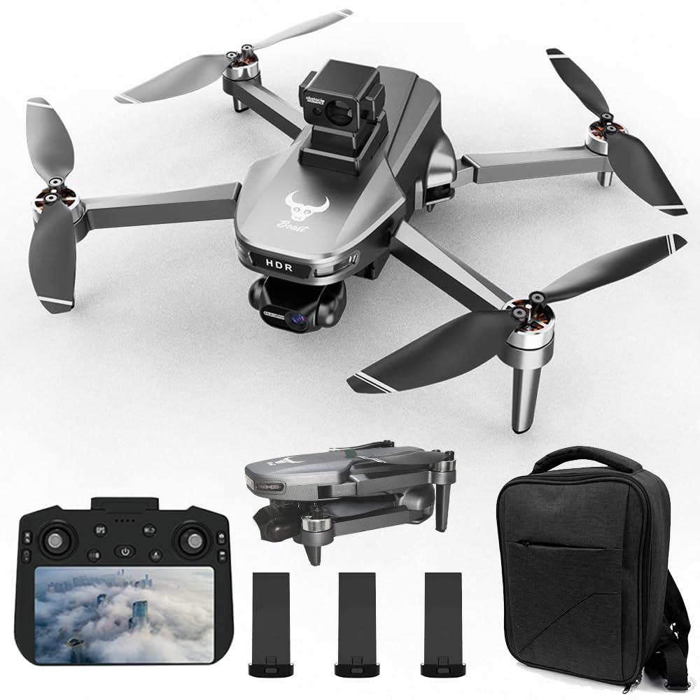 X-Verse ZLL SG109MAX2 Dron con cámaras 4K, Control Remoto por Pantalla, RC 3km, Cardán de 3 Ejes, Evitación de Obstáculos 360°, Cuadricóptero Plegable Profesional para Adultos - 3 Baterías