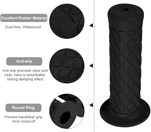 Miniatura 4 de 0.866in 78 "Agarraderas de la motocicleta, manillar de goma apretones de mano para bicicleta MTB BMX Road Mountain Bike (negro)