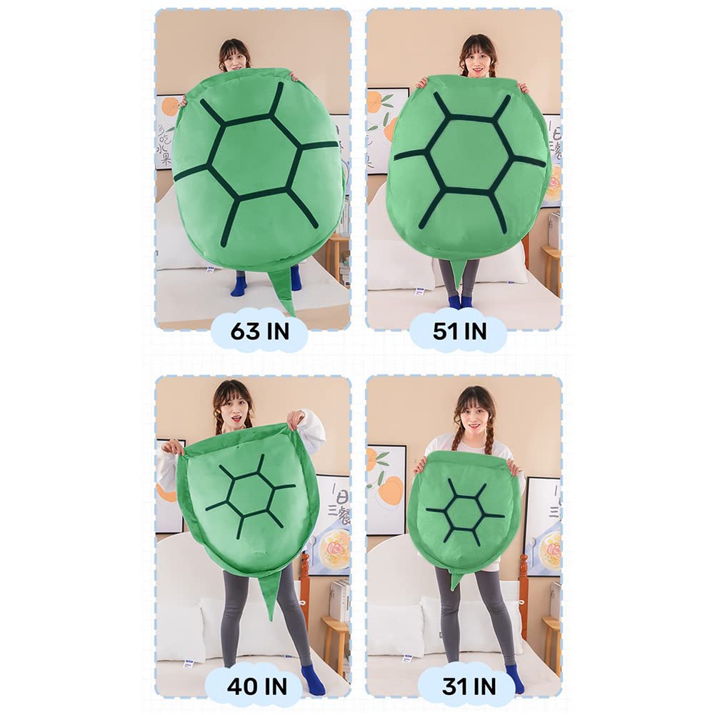 Srutirbo Wearable Turtle Shell Pillow, Removable Oversized Doll Stuffed Animal Costume Plush Toy Funny Dress Up,Creative Gift for Boys Girls Adults (51 in, Green)