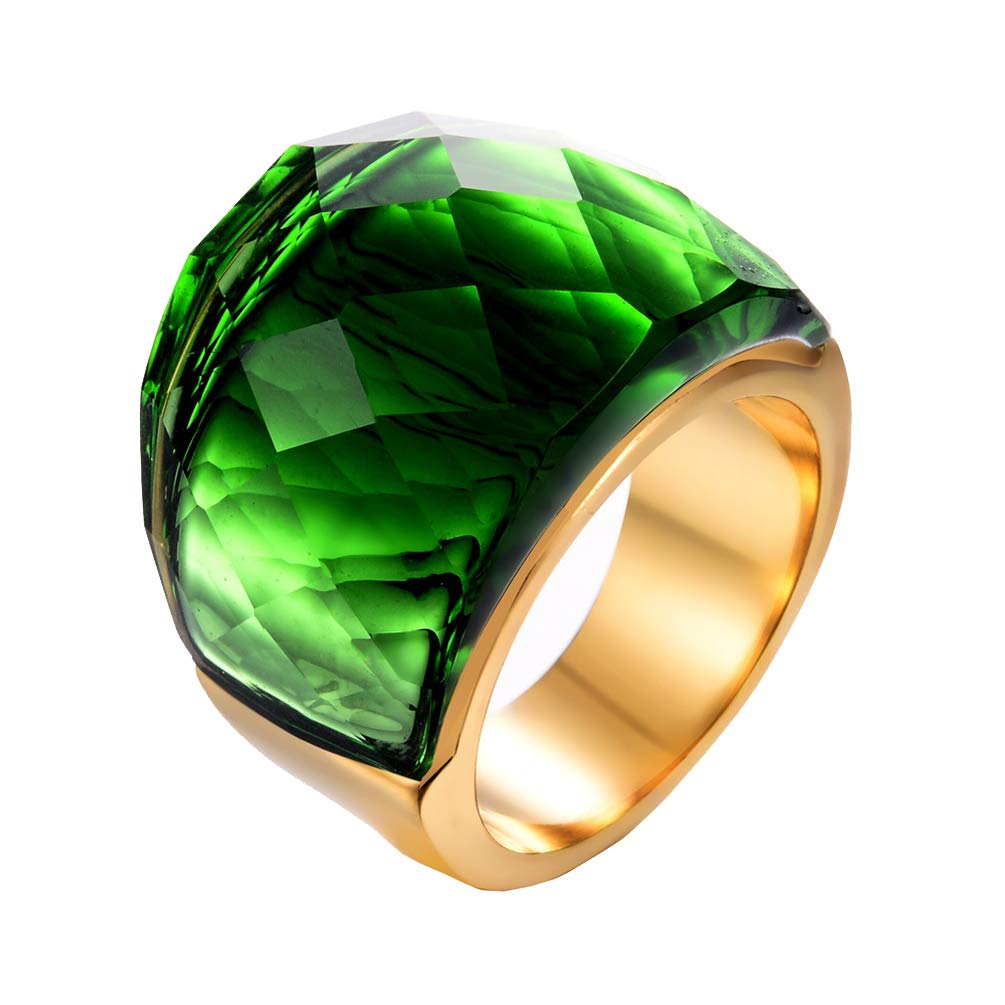 HIJONES Men Women Stainless Steel Cubic Zirconia Royal Crystal Rings Wrap Band Cocktail Style