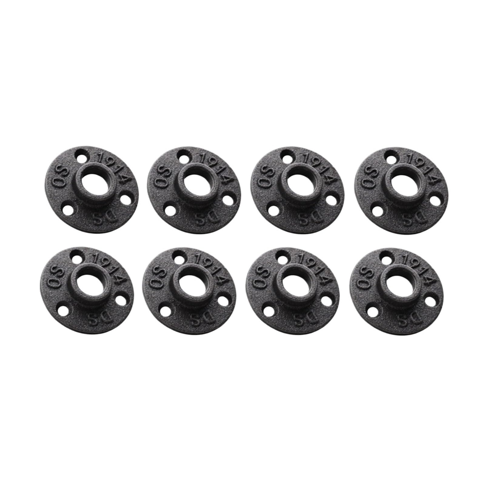 Ozliyy Black 1/2 Inches Malleable Cast Iron Pipe Flange, Threaded Nipples, 8 Pcs