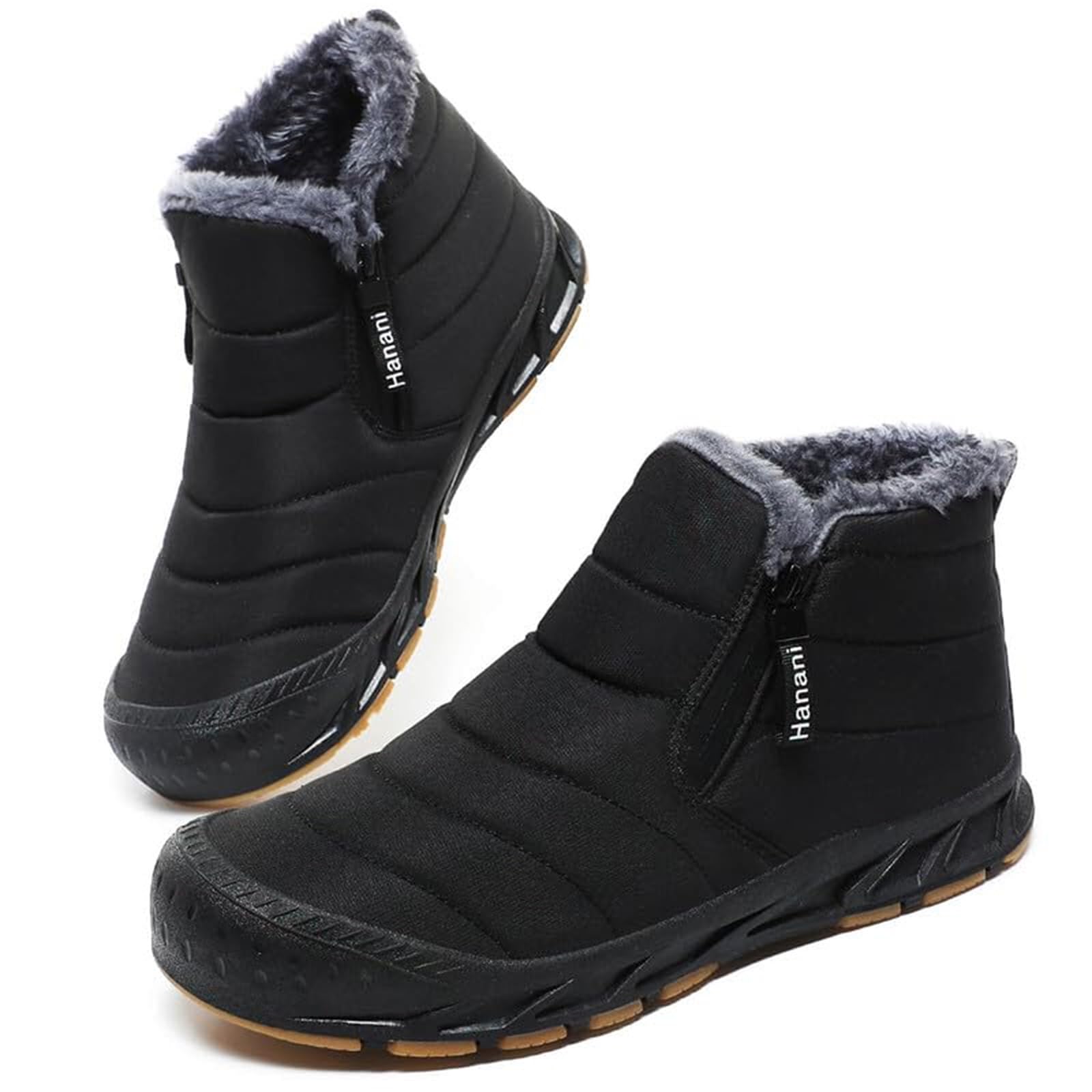 Hanani Stivali Uomo Invernali Caldo Stivaletti da Neve Comode Cerniera Donna Scarpe antiscivolo Caviglia Boots