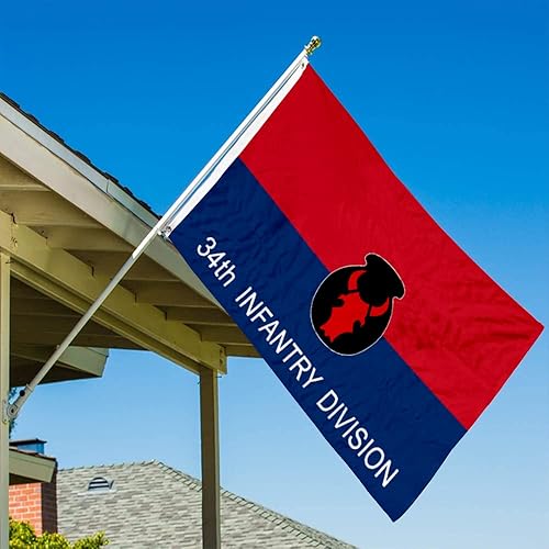 Miniatura 3 de Fyon Bandera militar de la 34 división de infantería del ejército de 3 x 5 pies con 2 ojales de latón