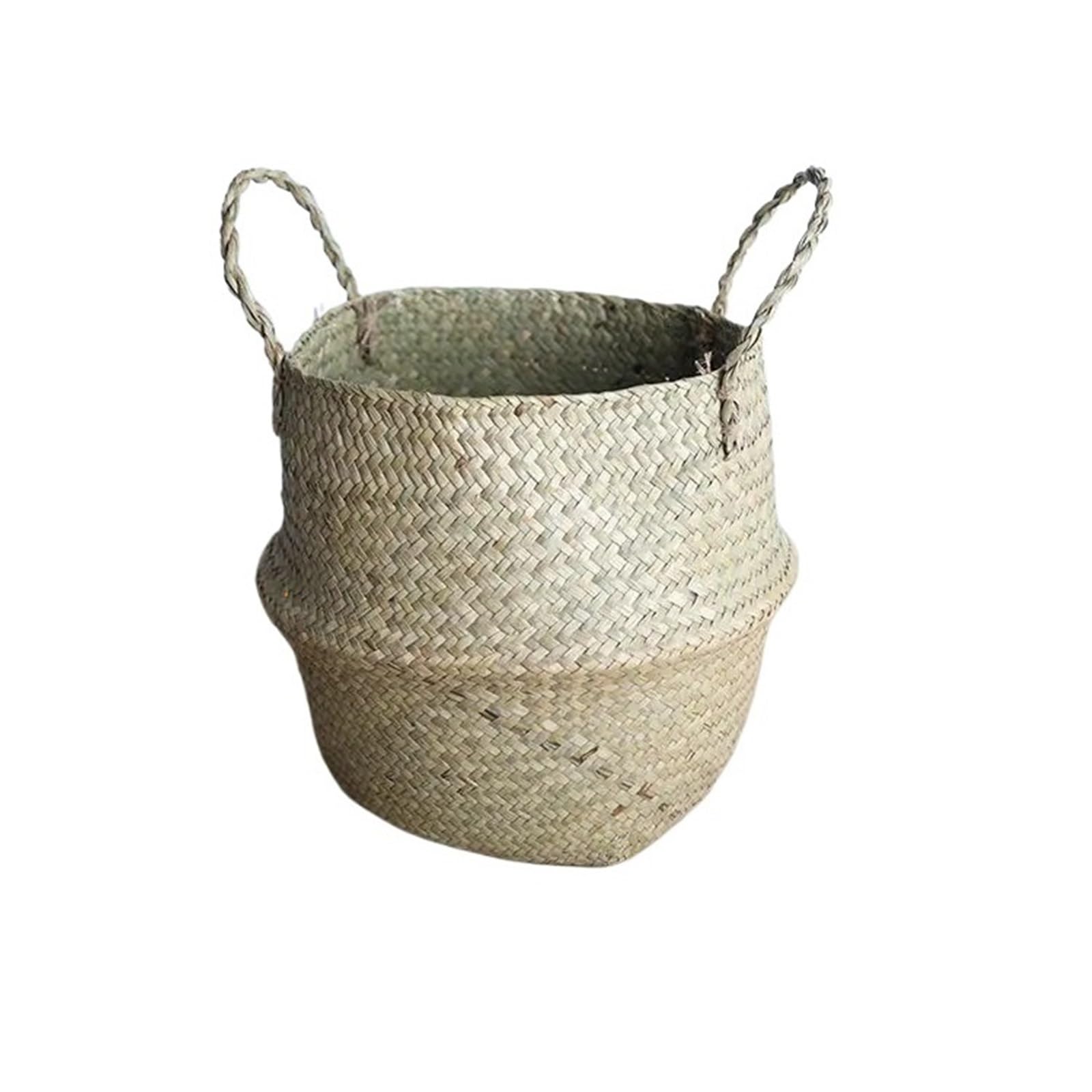 JFNKLFG Woven Plant Pot Storage Basket Flower Baskets Cesta Mimbre Dirty Clothes Basket- Rattan Hanging Woven Pot(32CM L)