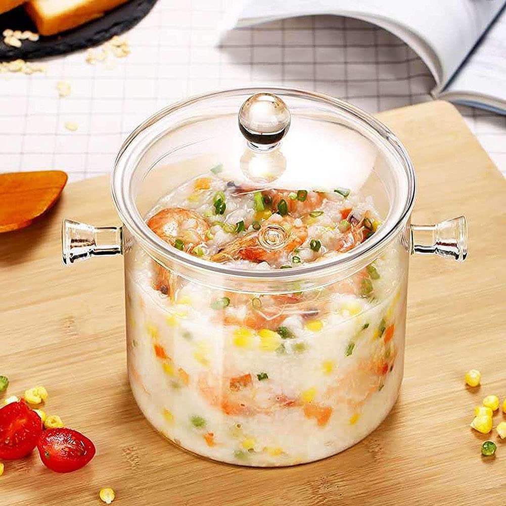 cakunmikBorosilicate Glass Pot for Cooking 1.5L / 2.0L / 2.5L High Content Heat Resistant Glass Instant Noodle Pot, Can be heated by a ceramic electric stove,2.5L