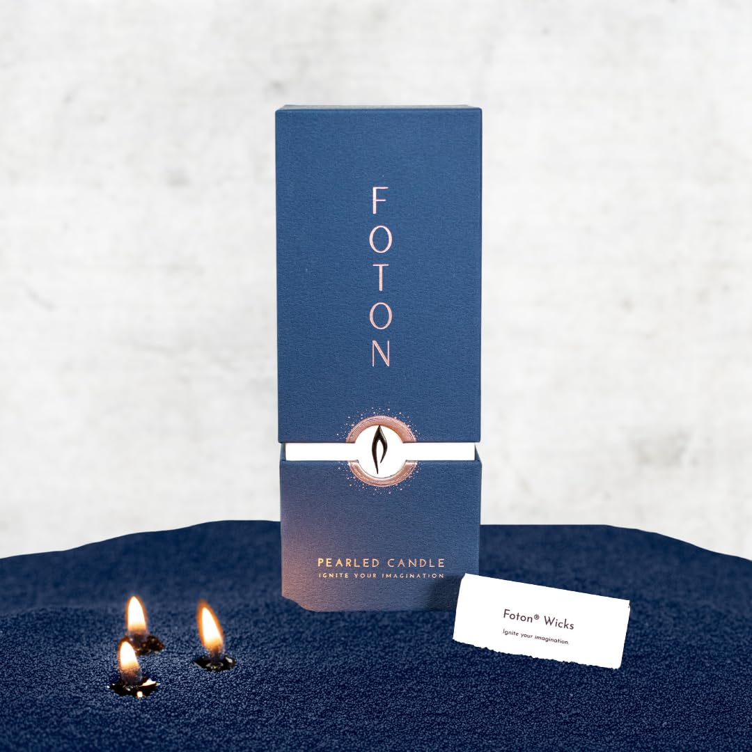 Foton Perłowa świeca kolorowa, 500 ml, granatowa, bezzapachowa, nietoksyczna, luksusowa, długotrwała świeca w proszku, do 120 godzin, do wielokrotnego napełniania, perłowa świeca piaskowa z 30 knotami