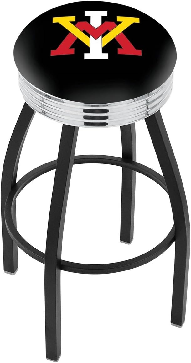 HBS L8B3C Virginia Military Institute 25" Swivel Counter Stool with a Black Wrinkle and Chrome Finish