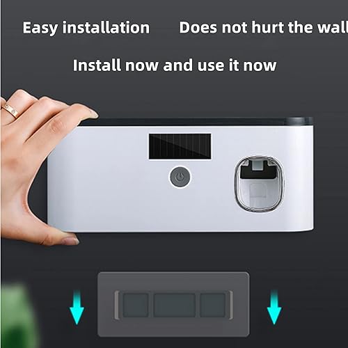 Miniatura 4 de Soporte para cepillo de dientes con dispensador de pasta de dientes, soporte para cepillo de dientes eléctrico montado en la pared, soporte