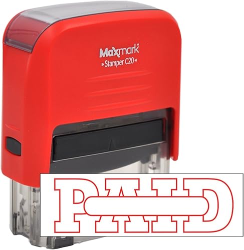 Sello de goma autoentintado pagado con tinta roja