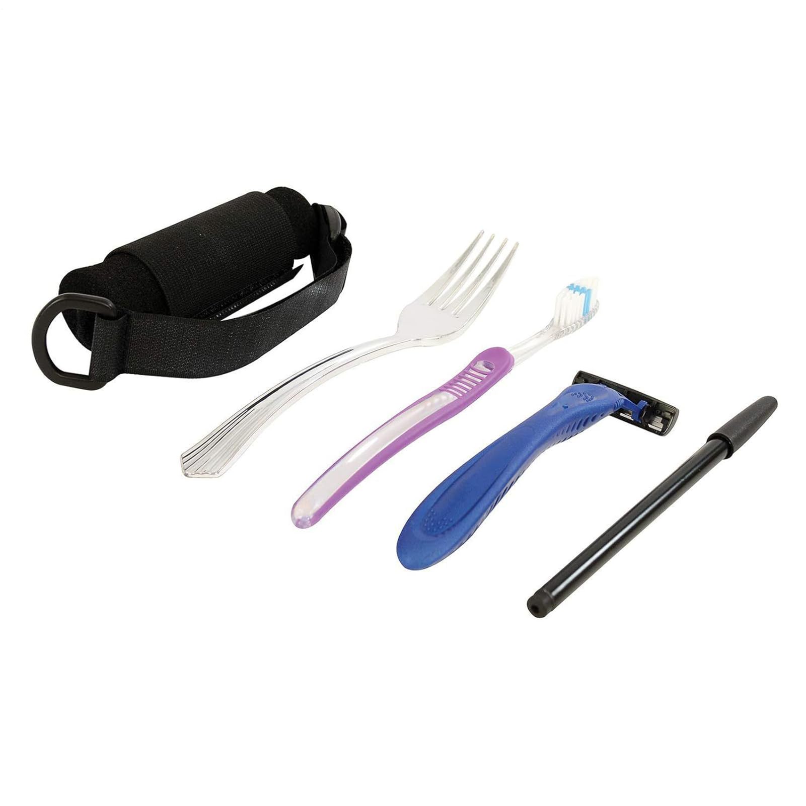 Universal Cuff - Soporte adaptable para utensilios - Banda para mano para agarrar cubiertos - Guante adaptable antideslizante para alimentación y escritura con soporte de mano débil para niños y