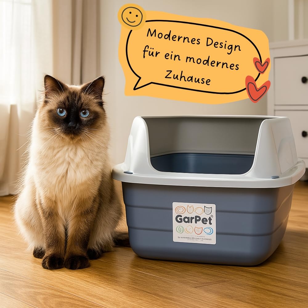 XXL Extra hohe Katzentoilette offene Katzenklo mit hohem Rand ohne Deckel große Katzentoilette offen Katzenklo hoher Rand
