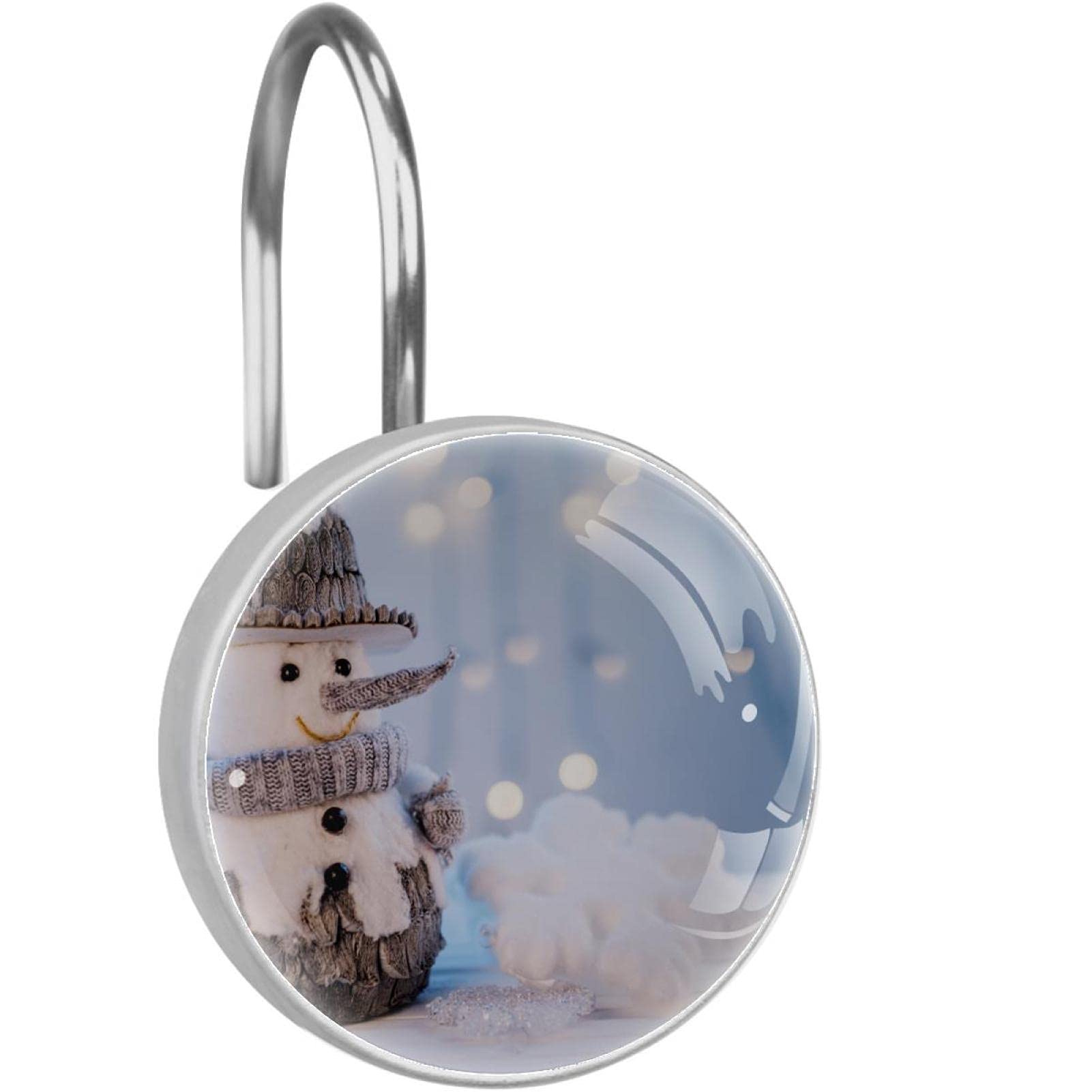 Crochets rideau de douche bonhomme de neige en acier inoxydable pour salle de bain