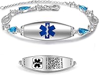 Vista 9 de Pulseras médicas mejoradas para hombres y mujeres con código QR, pulseras de identificación de alerta médica - Brazalete de acero de titanio, se