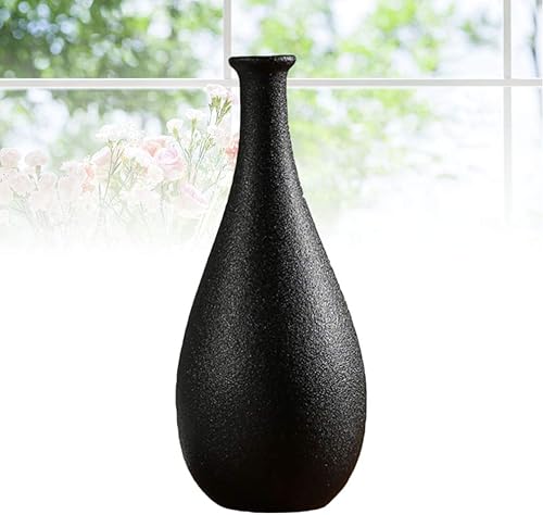 Miniatura 9 de Artibetter Jarrón decorativo de cerámica negra Simplicity de primera calidad para flores secas, decoración para arreglos florales de escritorio y