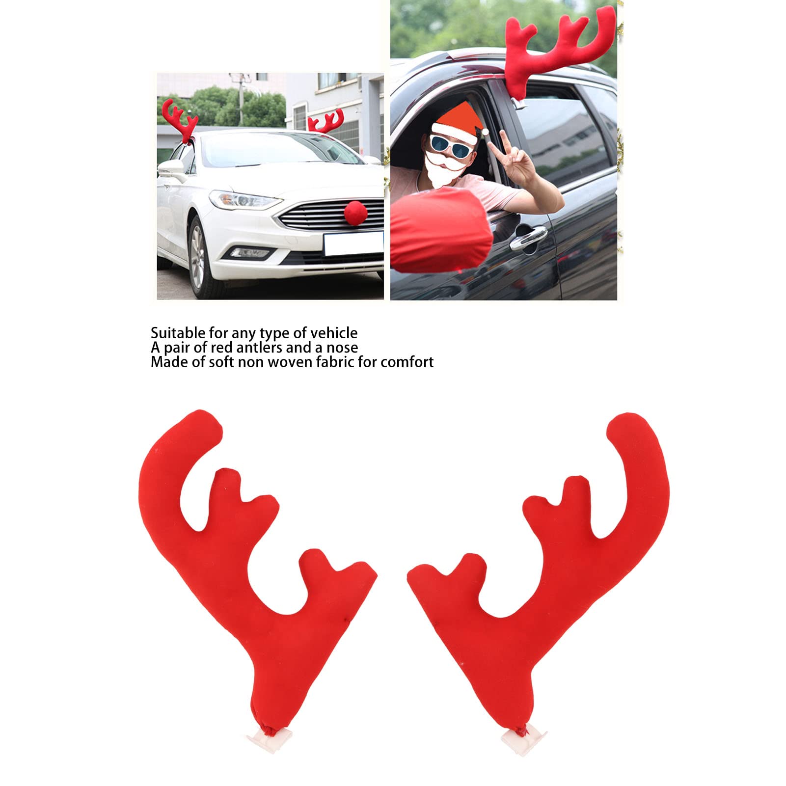 クリスマス トナカイ 角 車 デコレーション キット LED マルチカラーライト付き トップ &amp; グリル クリスマス オート Fogfar 4個 車 クリスマス トナカイの角 装飾キット 車のトナカイの角 LEDライト付き 赤い鼻 しっぽ どんな車にもベル  クリスマスデコレーション (ブラウン)