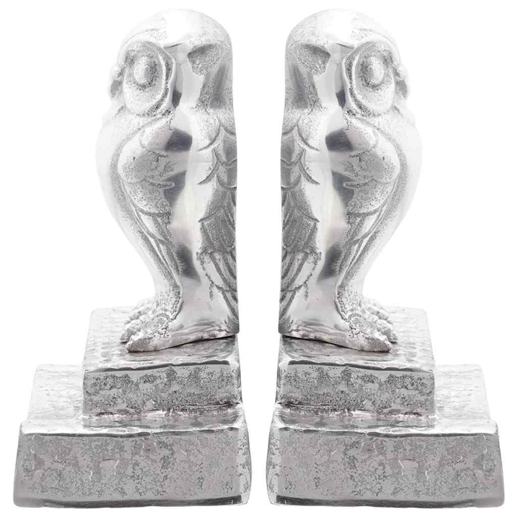 Buchstützen 2er Set aus Aluminium, Hochglanz Silber, 4.7 x 3.5 x 7.5 Zoll, Dekoratives Regal-Accessoire für Büro und Wohnzimmer