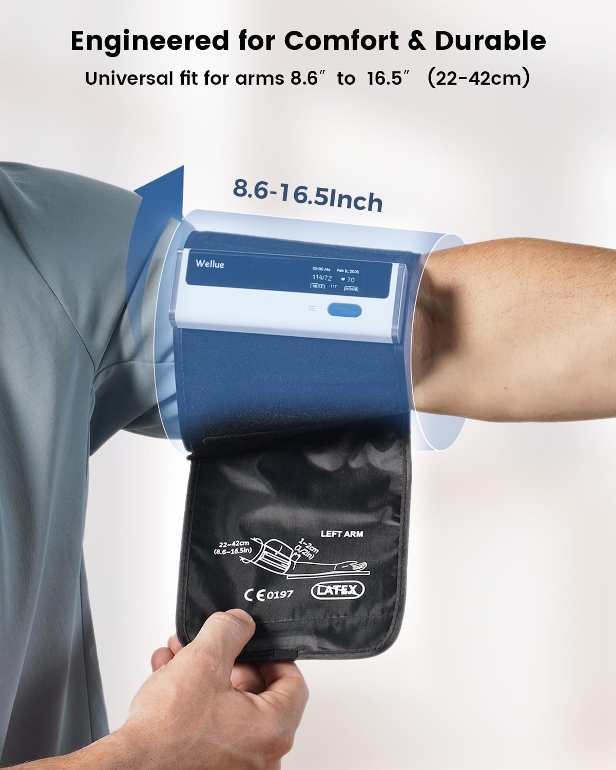 Wellue BP2A Smart Blood Pressure Monitor - Wireless Uppr Arm Cuff Bluetooth BP Machine with One Piece Design, Stores Historical Data and Connects Easily to The APP for iOS & Android