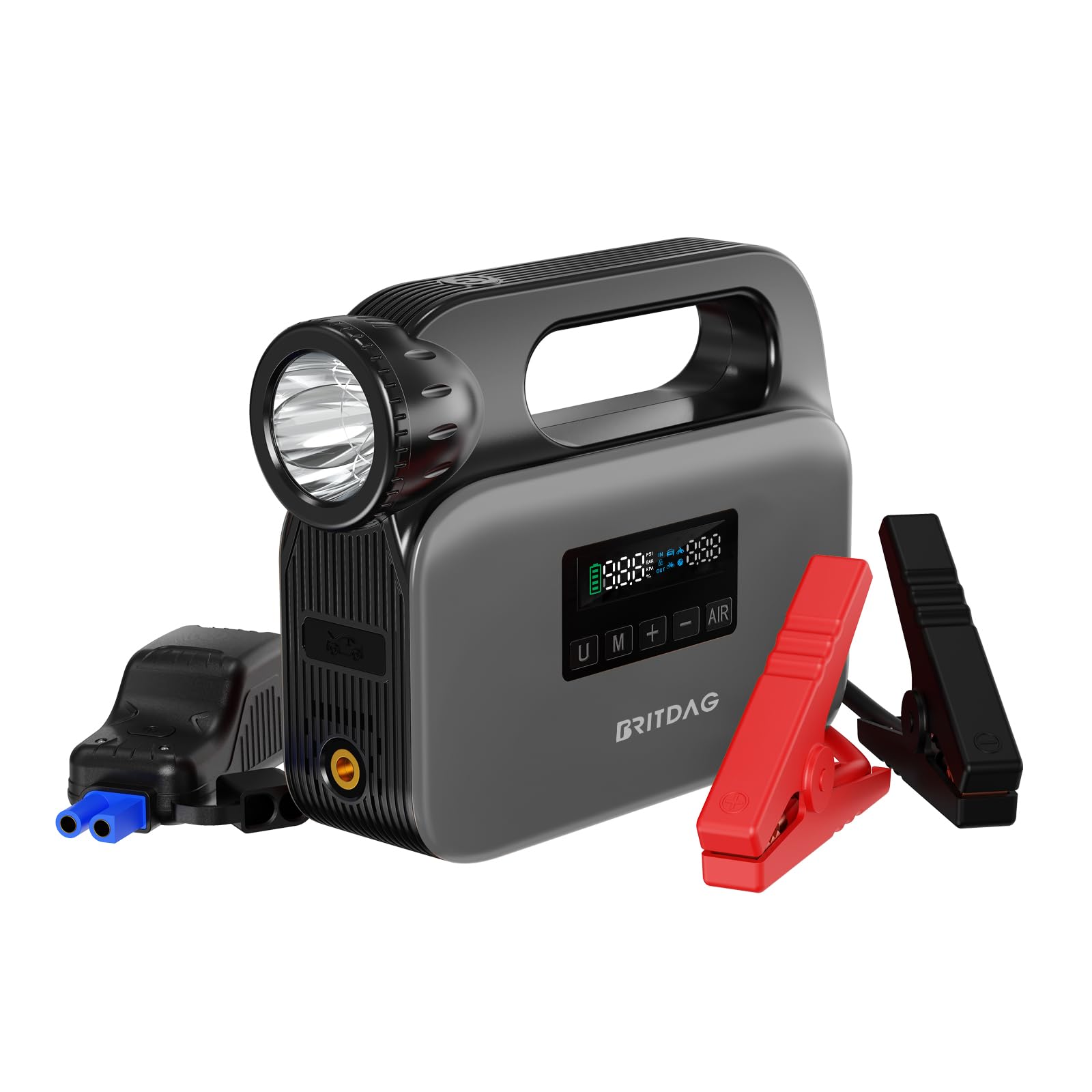 Portable Car Jump Starter with 150PSI Air Compressor - 2000A Peak 12V Lithium Battery Booster PD45W Power Bank
