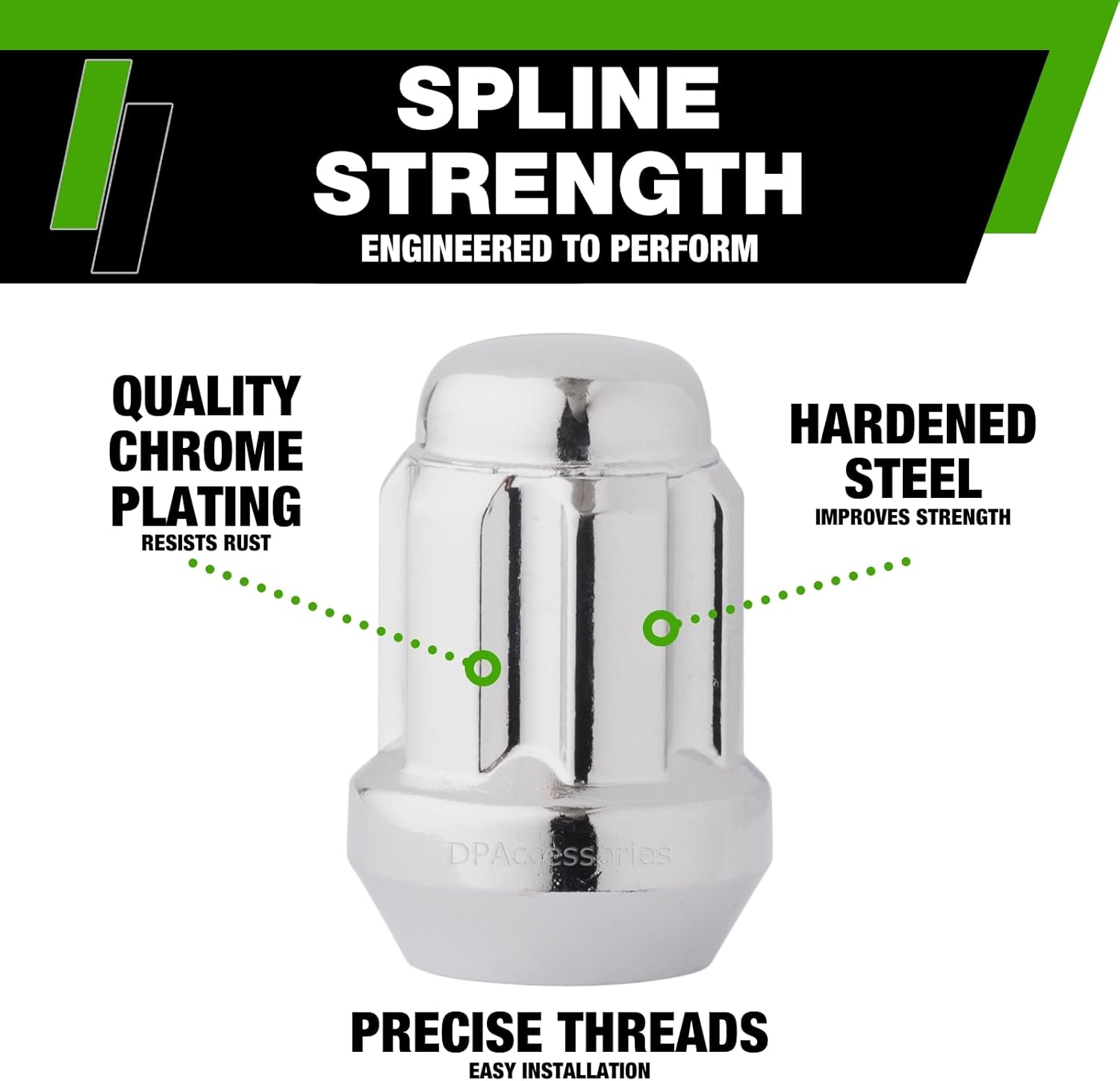 DPAccessories Lug Nuts Compatible with 2007-2017 Lexus LS460 | Chrome Spline Style | Aftermarket Aluminum Wheels Only | Set of 20 Wheel Nuts & 1 Tool | DLLS4604A-CH/1