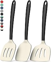 Vista 11 de Coukre Juego de 3 espátulas de silicona, resistentes a altas temperaturas, sin BPA, espátulas para pescado, mango sólido y ranurado para sartenes