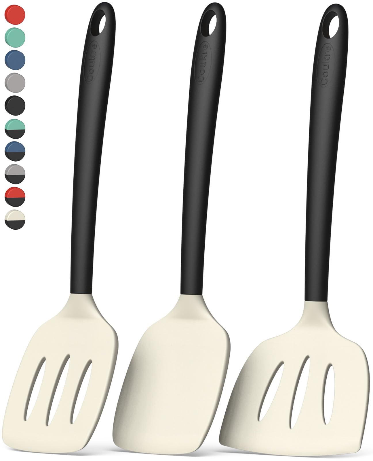 Coukre 3 Pack Silicone Spatula Set, Heat Resistant to 500°F, BPA-Free