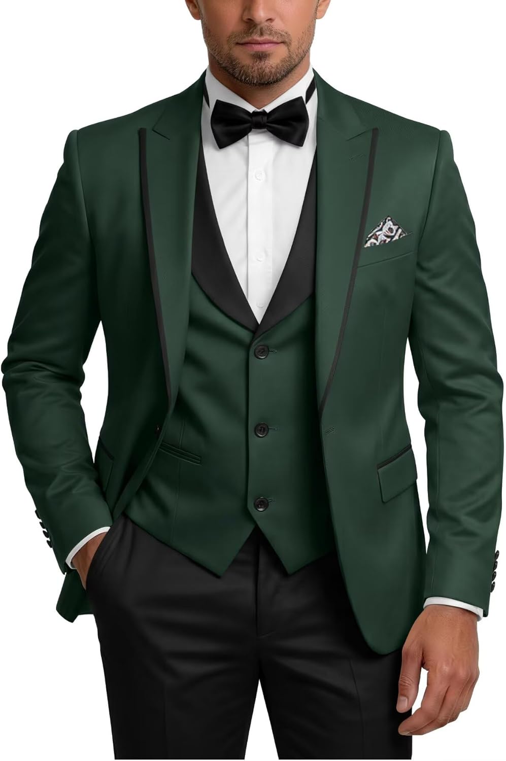 Wangyue 3 Piece Mens Suit Regular Fit Wedding Tuxedo for Men Prom Suits Blazer Vest Pants Formal Fashion Tuxedo Set