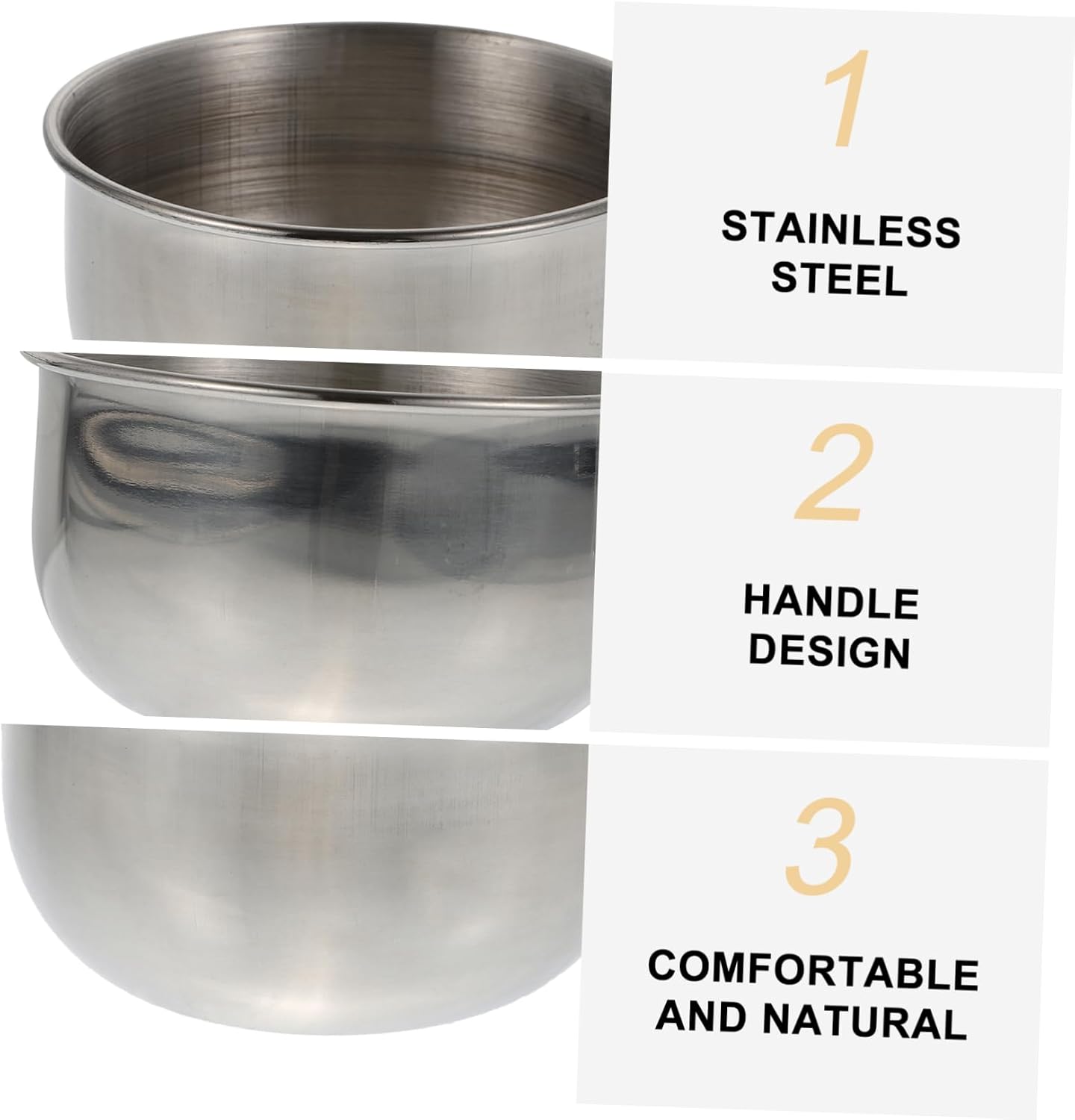 Ipetboom 4pcs Men's Stainless Steel Shaving Bowl Handle Simple Design for Comfortable Application and Elegant Grooming Accessory for Home and Shop Use