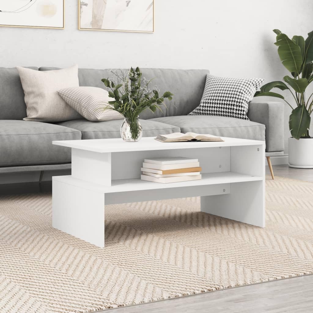 SXZenSpace Small Coffee Table 90x55x42.5 cm White Engineered Wood Modern Side for Living Room with Lift Top Storage, Minimalist Centre Compact Spaces