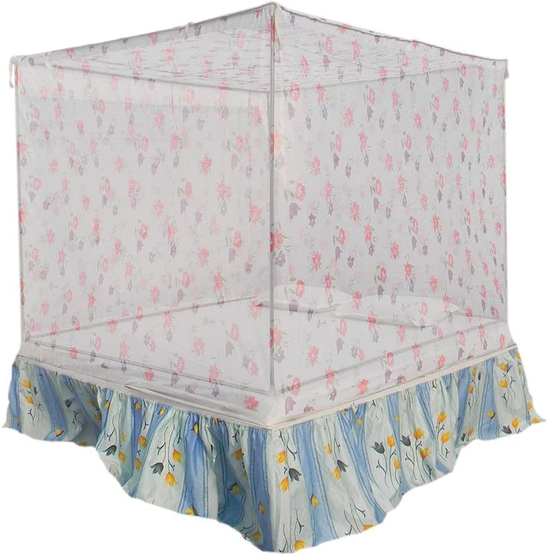 Printed Mosquito net for Double Bed Polyster/Machardani for Baby King Size Bed/Protection from Mosquito (Pink) Mosquito Net (7)_7x7 ft Queen Size-image-44
