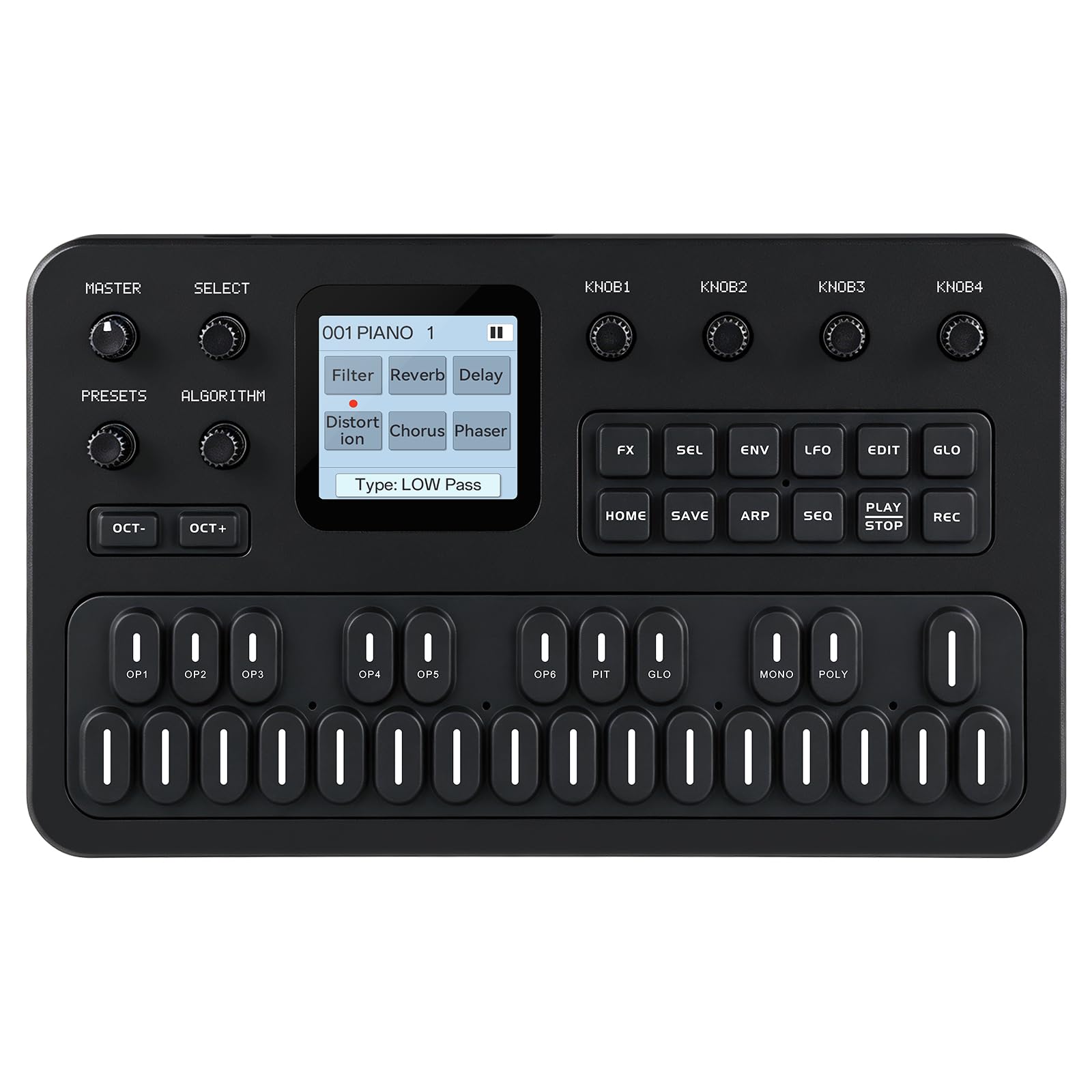 M-VAVE Wireless Portable FM Synthesizer with Built-in Speaker and Battery, 6 Operators, 32 Algorithms, 128 Preset Sounds, TFT Display Screen, 6 Built-in Effects, Arpeggiator, 16-Step Sequencer (Black)