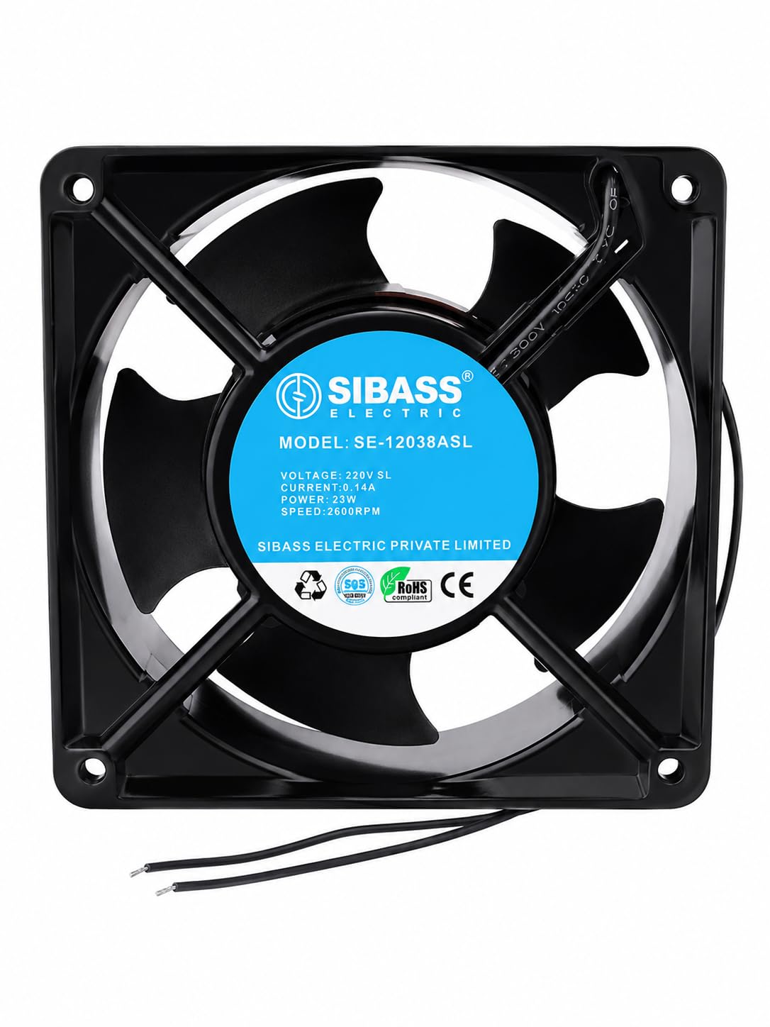 SIBASS Electric SE-12038ASL Industrial AC Cooling Fan 120x120x38mm | 220V AC, 2600 RPM, 23W Low Noise Motor, Overheat Protection, Control Panel & UPS Use, Vibration-Free Operation-image-6