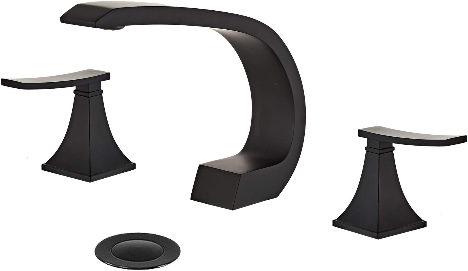 YannliiOil Rubbed Bronze Widespread Waterfall Bathroom Sink Faucet,Two Handle Three Hole Lavatory Faucet,8-16 Inch Basin Mixer Tap With Pop Up Drain