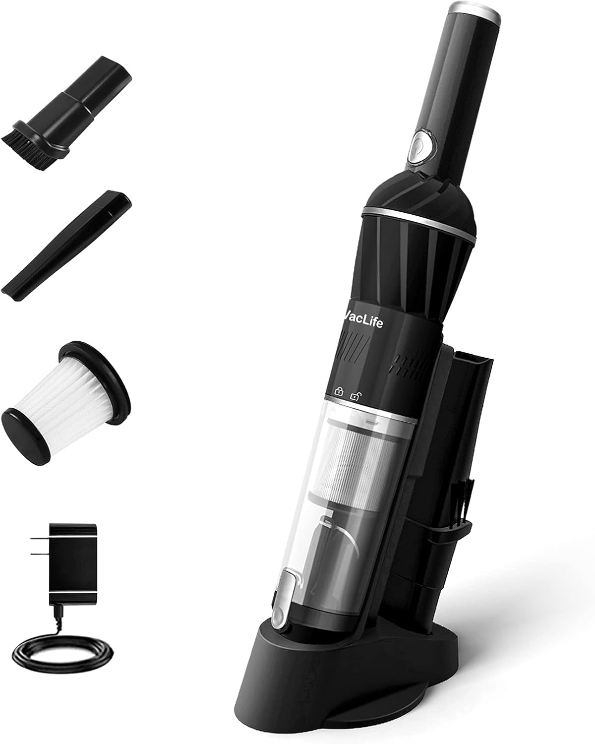 VacLife Handheld Vacuum, Powerful Car Vacuum with Strong Suction, Fast-Charging with 2200 mAh Battery, Handheld Vacuum Cordless for Home, Office and Car, Model:EV-H066, Silver (VL736) -