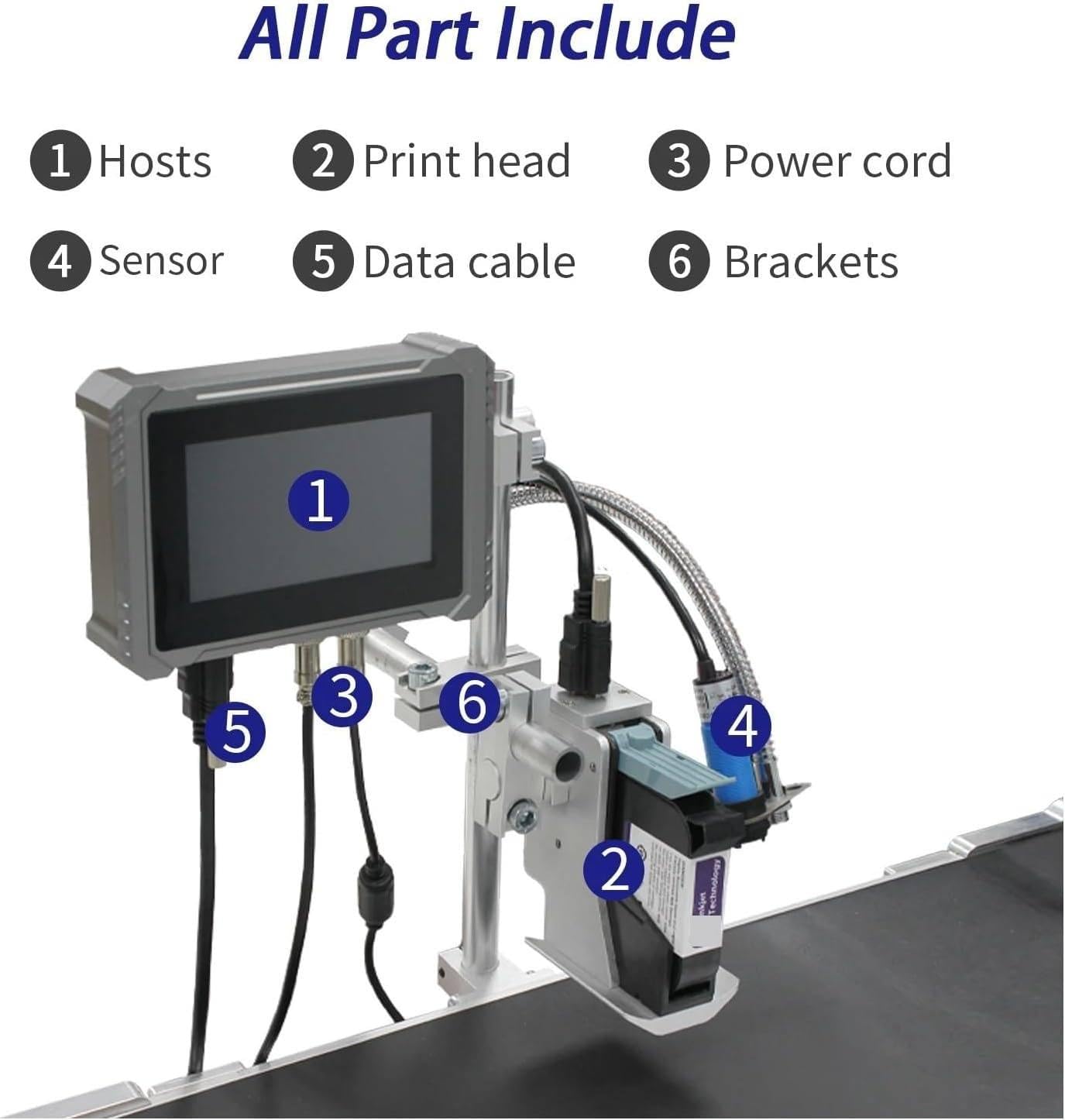 Impresora inyección de Tinta Industrial en línea U3-Plus con Boquilla de 12,7/25,4 mm,Máquina Codificadora Automática Industrial para Imprimir código QR, código Barras 25.4mmwithoutink