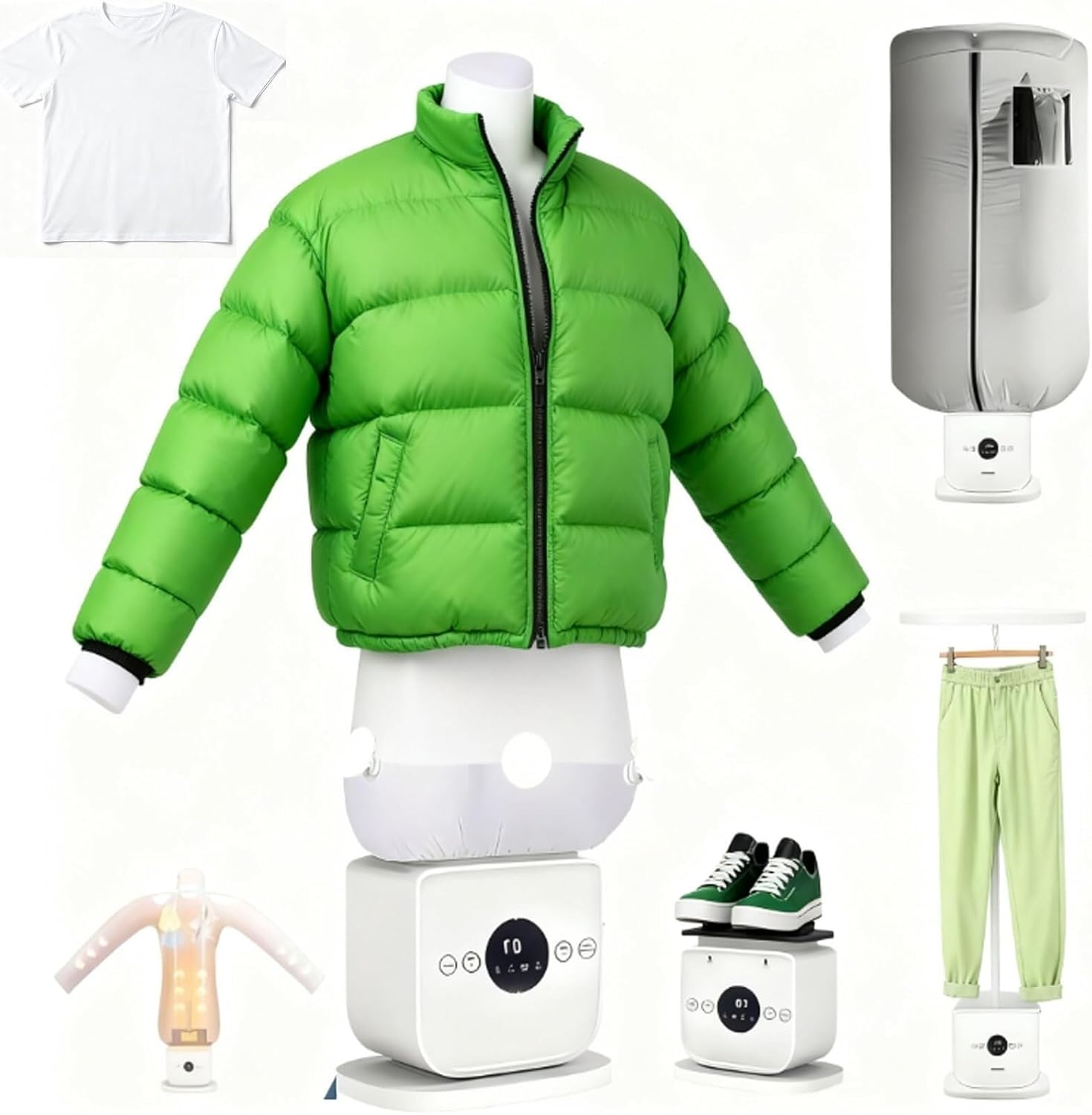 Premium Inflatable Automatic Ironing Machine Hot Air Drying & Iron, 4 in 1 Automatic Garment Care for All Fabrics, Portable Clothes Steamer