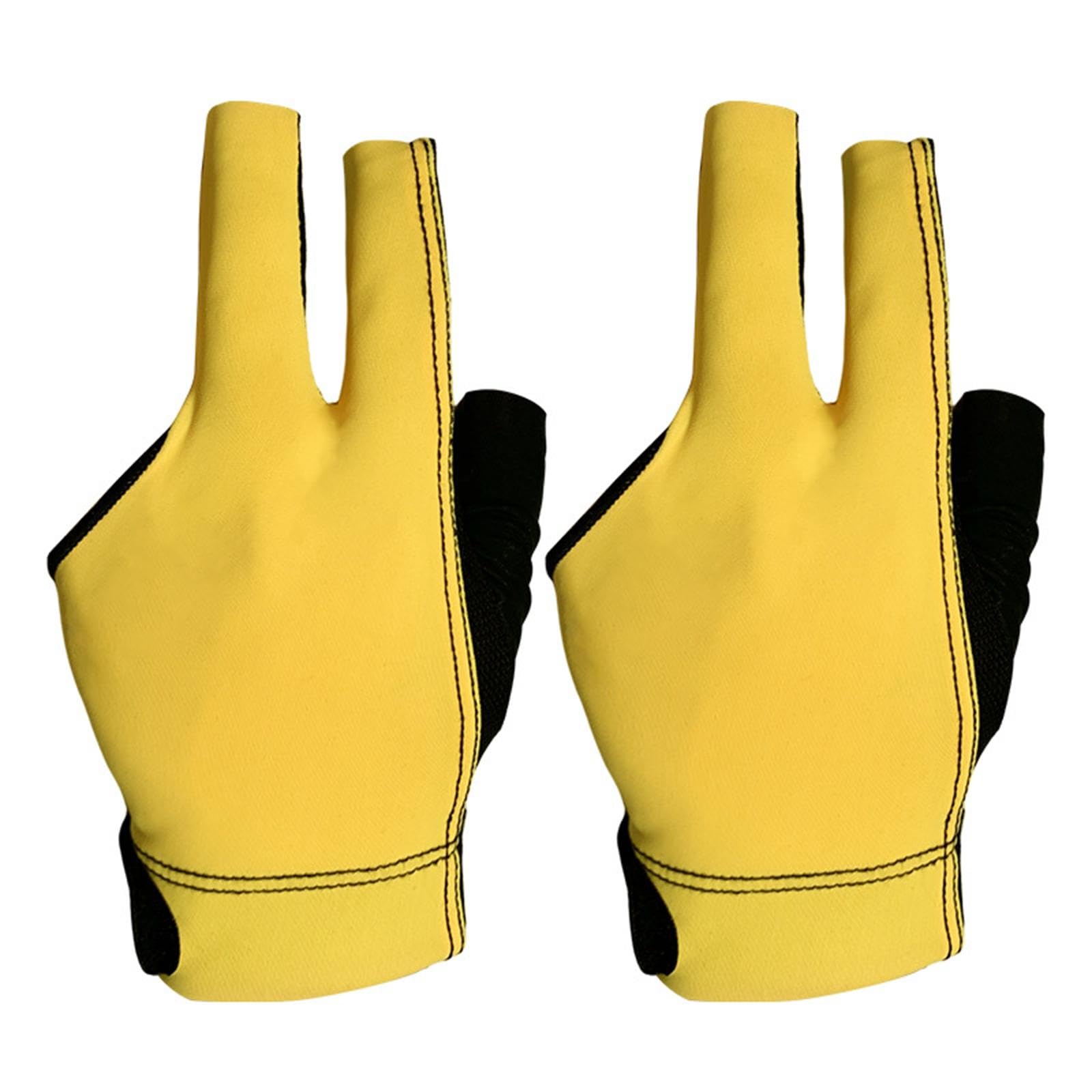 Three Fingers Billiard Glove Snooker Cue Gloves Elastic Nonslip Practice Gym Separate Finger Gloves Pool Cue Gloves, Yellow