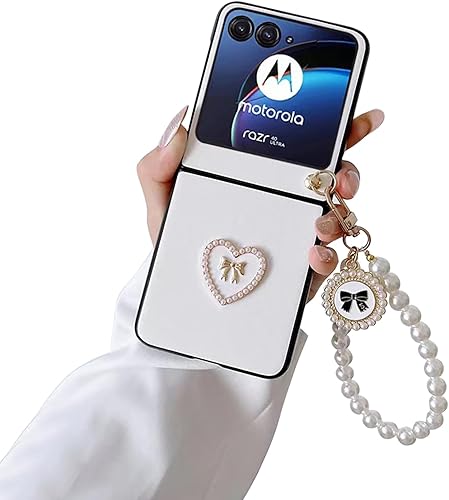 Funda para Motorola Razr Plus 2023 con cadena para mujer, funda protectora de piel sintética a prueba de golpes, bonita funda de teléfono para Moto