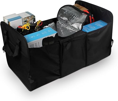 Organizador de maletero de automóvil, tela Oxford, impermeable y antideslizante, caja de almacenamiento para vehículos con bolsa térmica a prueba de