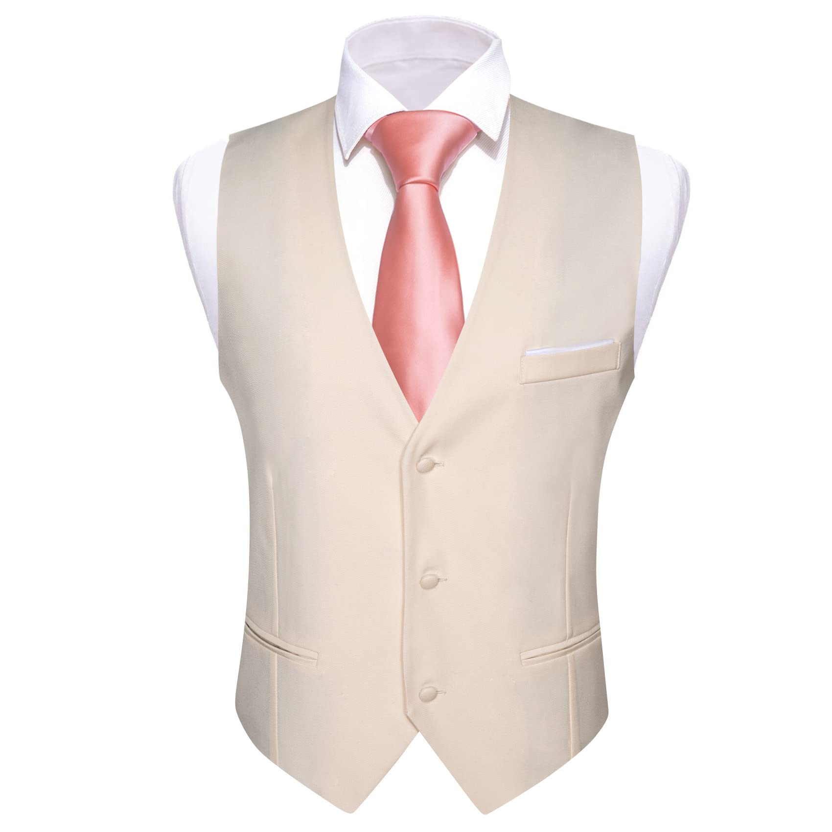 Barry.Wang Men Waistcoats/Pre Tied Bowtie Business Pure Color Shiny Classic Wedding Party Prom Fashion for Men Vest