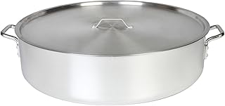 Thunder Group 30 Quart Aluminum Braiser with Lid, Silver