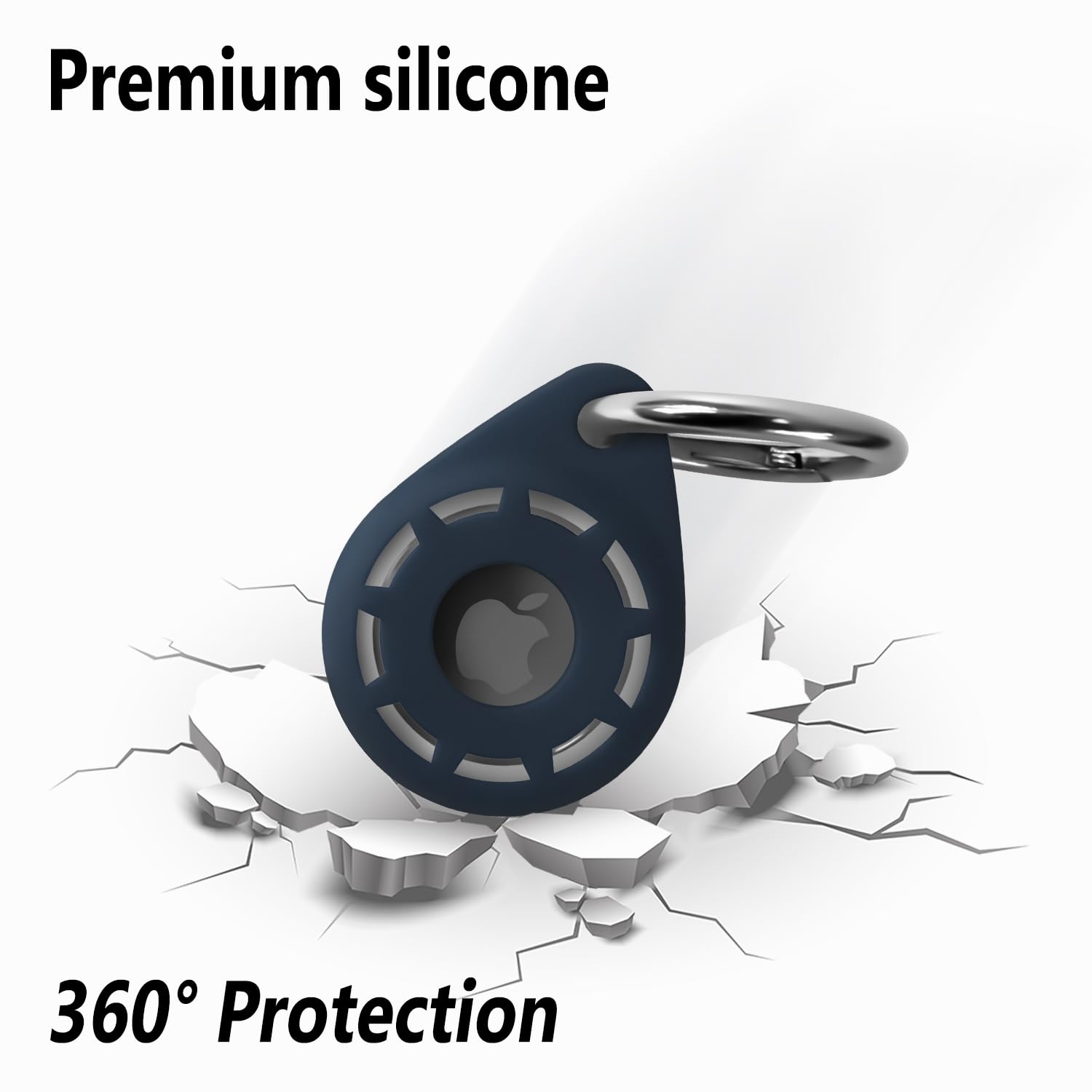 Geiomoo Silicone Case for Tile Sticker (2024) and Air Tag Tracker, Soft Flexible Scratch Resistant Protective Cover with Carabiner (Navy Blue+Emerald Green)