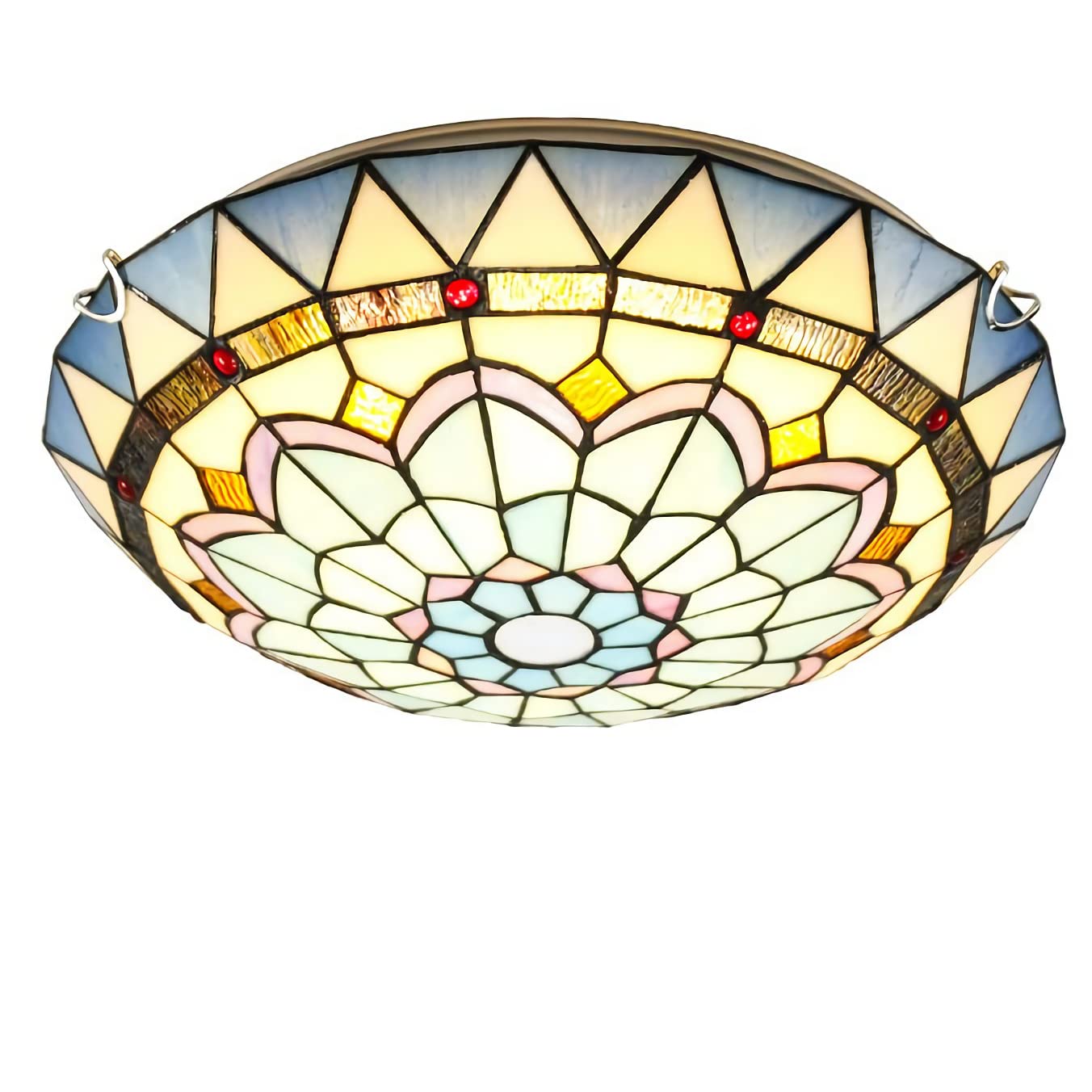 Aioneer Tiffany Ceiling Light Flush Mount, Dimmable Stained Glass Led Ceiling Lamp, E26 Bulb, Vintage Chandeliers Pendant Hanging Light For Bedroom Living Room Hallway Bathroom,3-30cm