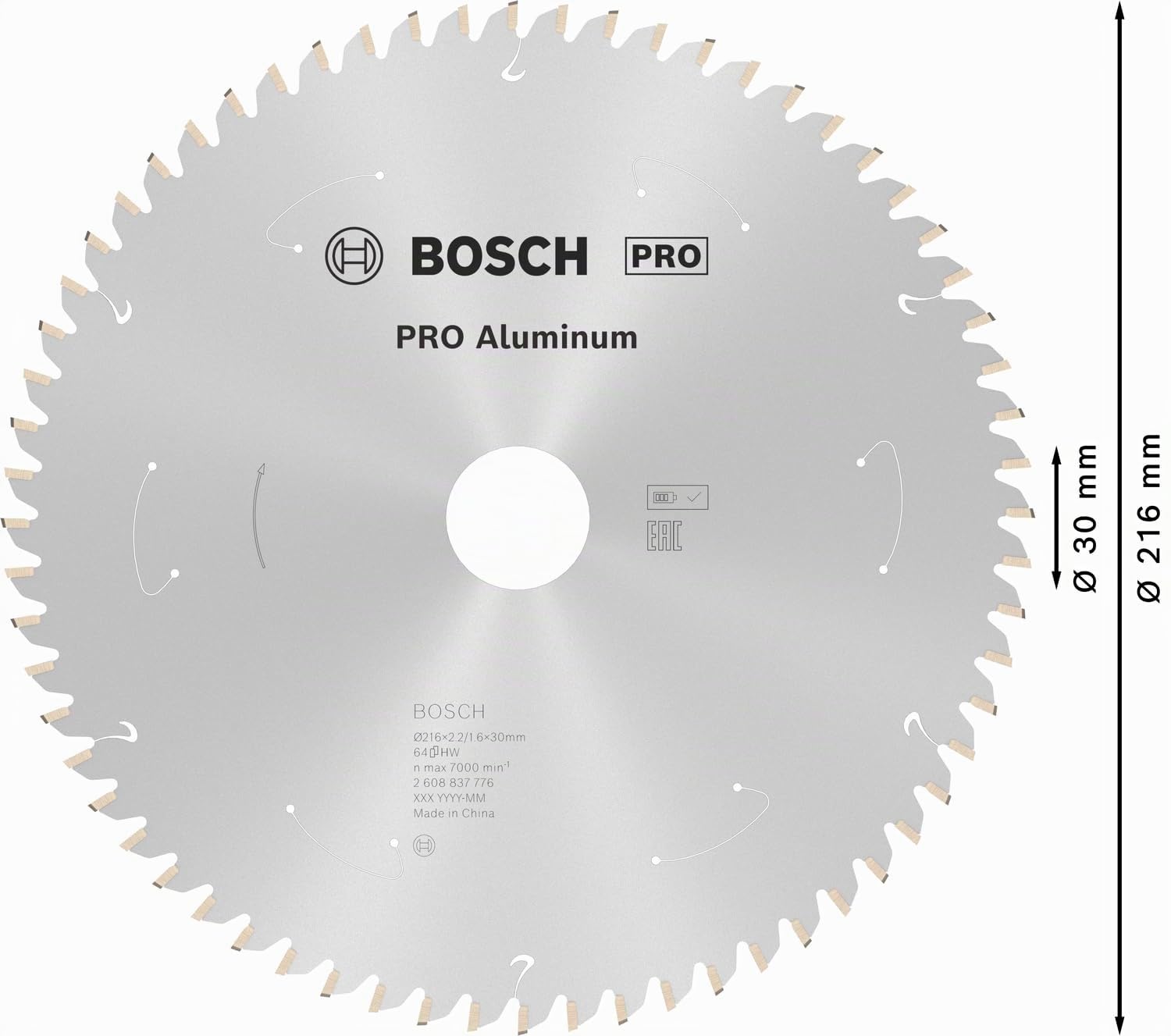 Bosch Professional Lama per sega circolare Standard for Aluminium (alluminio, 216 x 30 x 2.2 mm, 64 denti, accessorio per sega circolare a batteria)