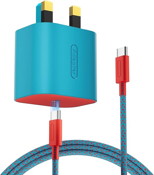 TPC Charger for Nintendo Switch 2, 60W Fast Charging for Switch, AC Adapter Fast Charging with 6.6FT Braided USB-C Cord, Compatible with Switch 1, Lite, OLED, Steam Deck, Support 4K TV Mode Cyan - 1