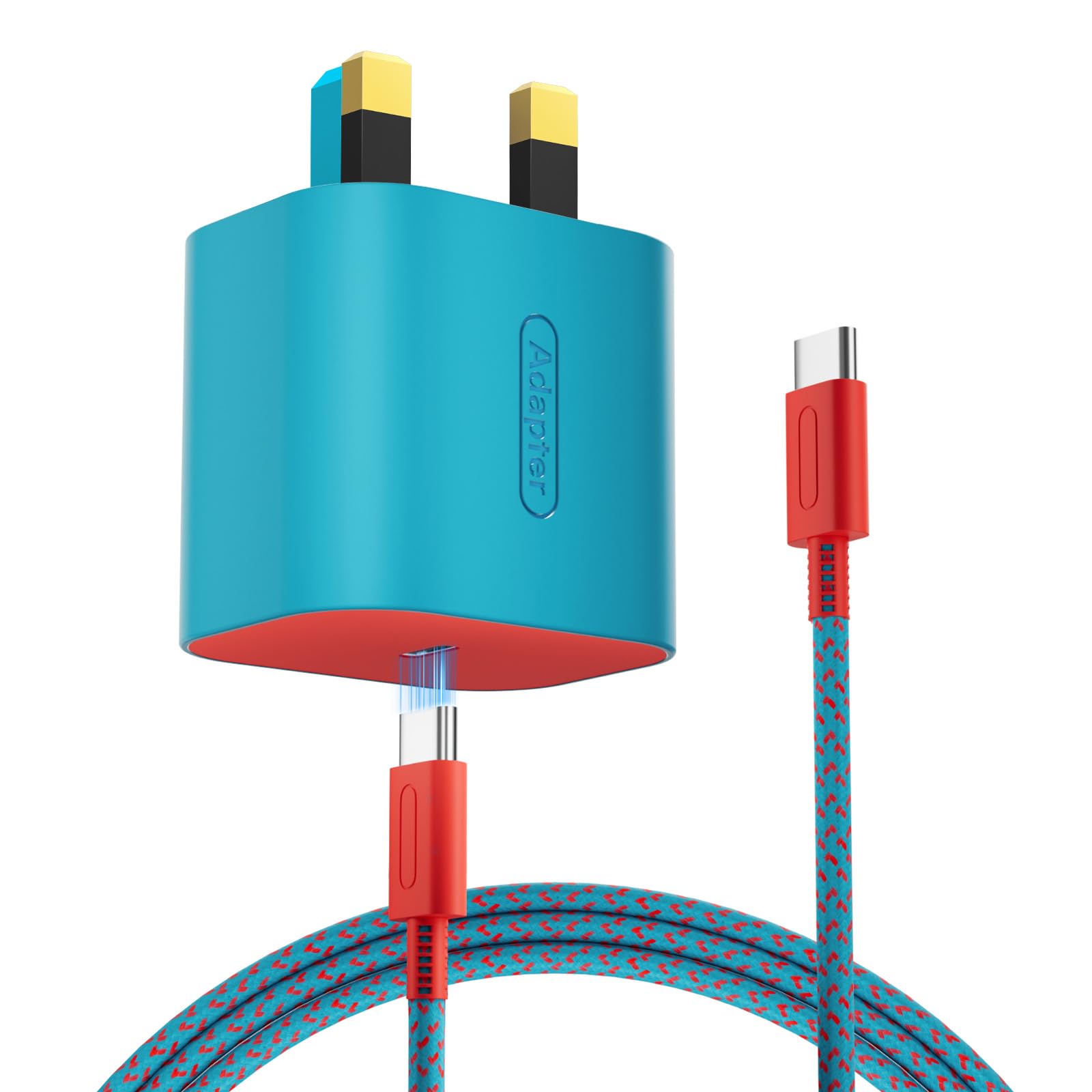TPC Charger for Nintendo Switch 2, 60W Fast Charging for Switch, AC Adapter Fast Charging with 6.6FT Braided USB-C Cord, Compatible with Switch 1, Lite, OLED, Steam Deck, Support 4K TV Mode Cyan