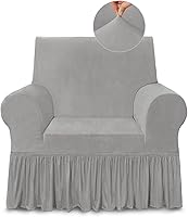 Vista 54 de NICEEC Funda de Sofá Súper Suave de 1 Pieza Gris Claro Funda Deslizable para Sofás Elástica Universal de Spandex Fundas de Sofá para Sala de Estar